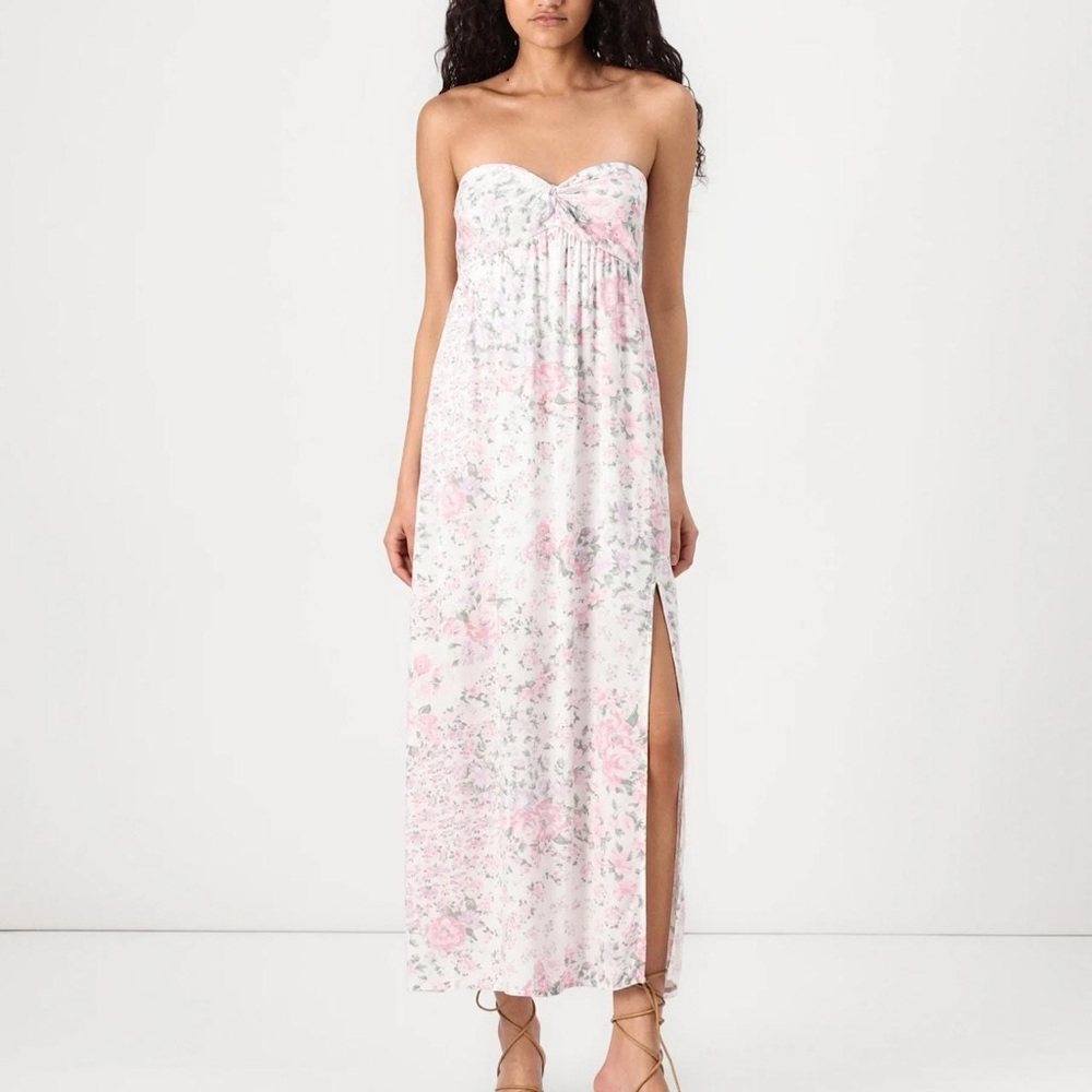 Hollister White Floral Maxi Dress with Pink and Lavender - Picture 4 of 5